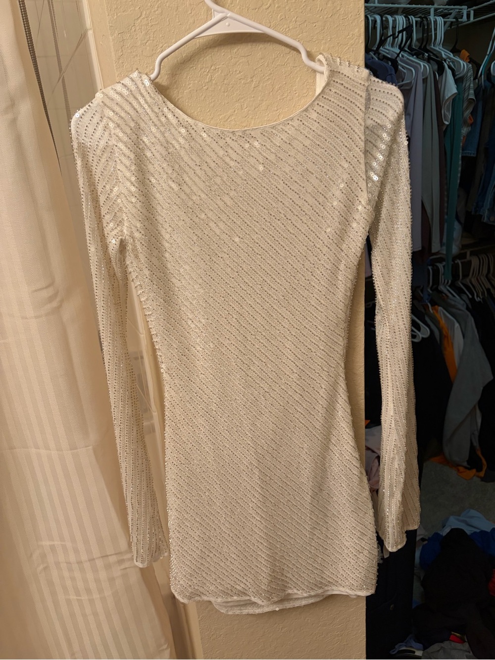 Meshki Ivory Sequin dress. Open back